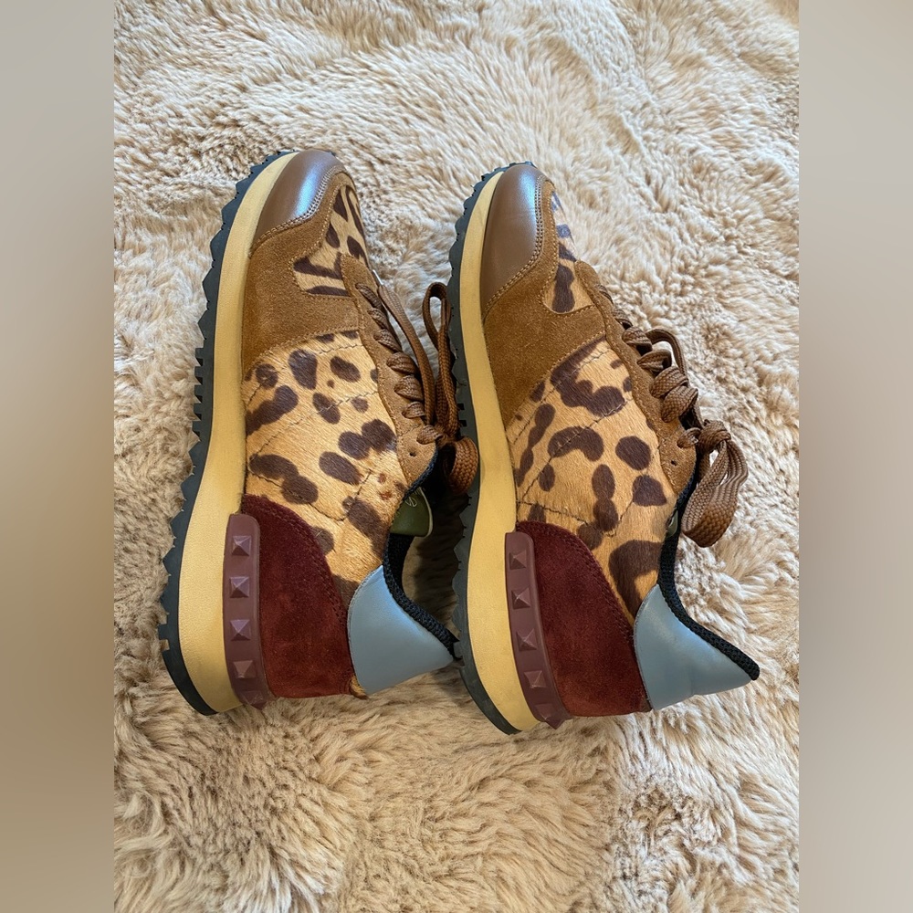 Valentino rock stud leopard print sneakers size 7 Eu 37 1/2 - Picture 2 of 16